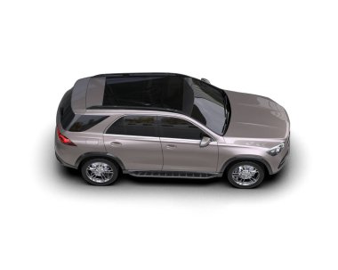 Modern araba gri renkte izole edilmiş. 3D görüntüleme - illüstrasyon