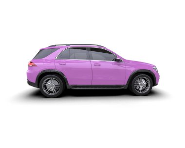 mor spor araba - ön görünüm - arka görünüm - beyaz arkaplanda izole