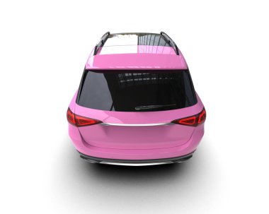 Siyah arka planda pembe elektrikli araba. 3 Boyutlu Hazırlama.