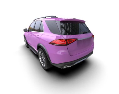 Beyaz arka planda bir cip arabası. 3d oluşturma