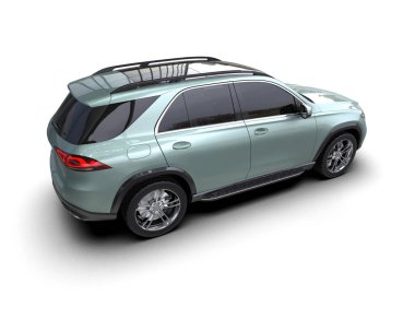 Beyaz arka planda modern bir SUV 'un 3 boyutlu resmi. 3d oluşturma