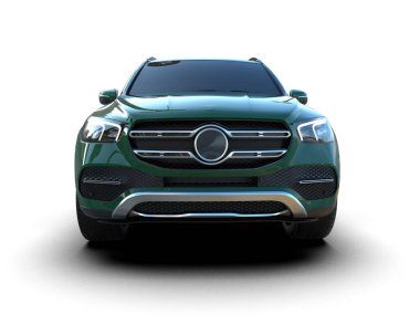 Beyaz arka planda modern yeşil spor araba. 3d görüntüleme