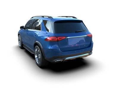 Modern SUV arabası beyaz arka planda izole edilmiş. 3d oluşturma