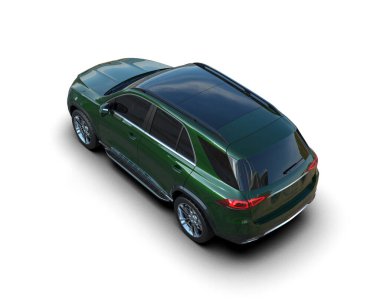 Beyaz arka planda modern bir araba. 3d oluşturma.