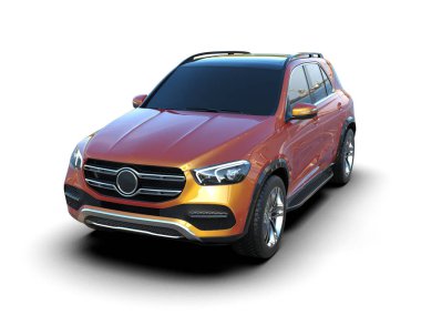 beyaz arka planda modern SUV arabası 3 boyutlu illüstrasyon