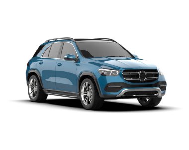 Beyaz arkaplanda izole edilmiş 3D SUV - jenerik SUv görüntüleme