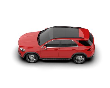 Beyaz arka planda modern bir araba. 3d oluşturma