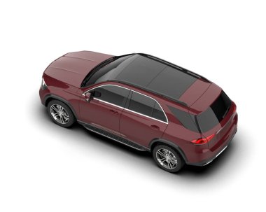 modern araba gölgeli beyaz bir arka planda izole edilmiş..