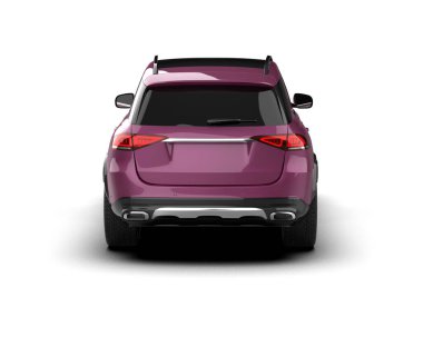 Pembe modern araba beyaz arka planda izole edilmiş. 3d illüstrasyon.