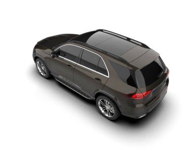 Siyah SUV beyaz arka planda. 3d oluşturma