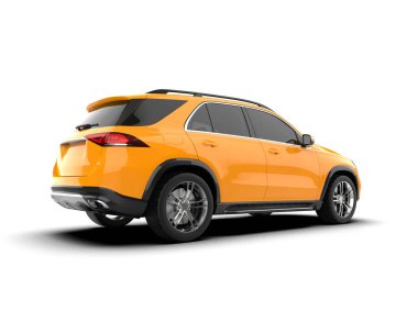 Beyaz arka planda bir cip arabası. 3d oluşturma