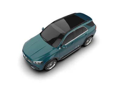 Lüks bir arabanın üç boyutlu çizimi. Beyaz arka planda bir araba. 3d oluşturma.