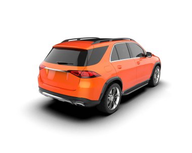 beyaz arka planda izole edilmiş modern araba 3 boyutlu - yan manzaralı çizim.