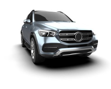 Beyaz arka planda siyah lüks bir SUV. 3d illüstrasyon