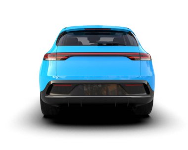 Modern şehir arabası beyaz arka planda yansımayla izole edilmiş. 3d oluşturma.