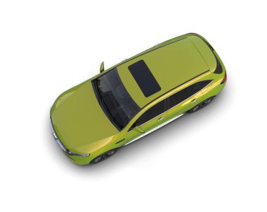 Sarı spor araba beyaz üzerine aşağı görünüm