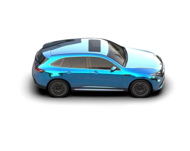 Beyaz arka planda mavi modern araba.