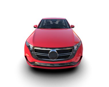 kırmızı araba beyaz arkaplanda izole edildi