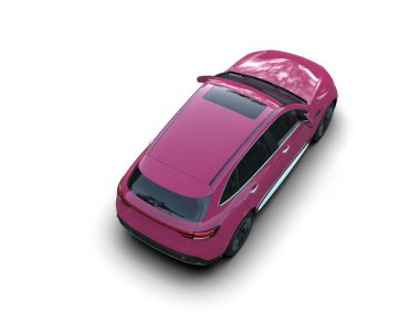 beyaz arkaplanda pembe araba rengi izole edildi