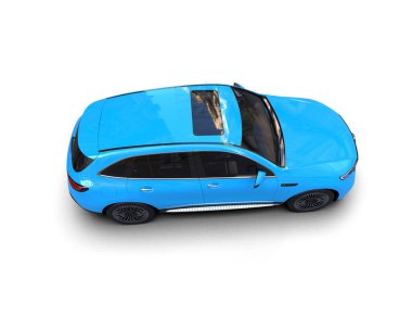 Mavi araba beyazda izole edilmiş. 3d oluşturma