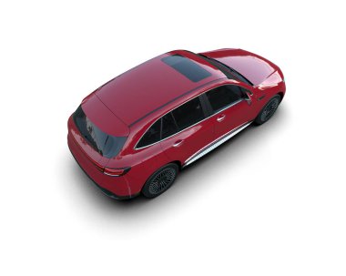 Beyaz arka planda bir araba. 3d oluşturma