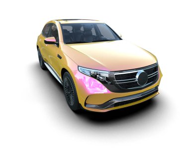 Modern araba arka planda izole edilmiş. 3D görüntüleme - illüstrasyon