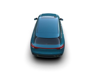 mavi araba beyaz arkaplanda izole edildi