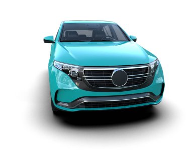 modern mavi modern araba ışık arka planında izole edilmiş. 3d illüstrasyon