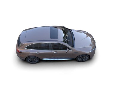 Beyaz arka planda izole edilmiş elektrikli araba, 3 boyutlu illüstrasyon