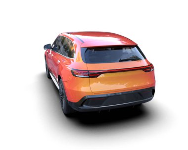 Beyaz arka planda güzel bir vücudu olan modern bir şehir arabası. 3d oluşturma.