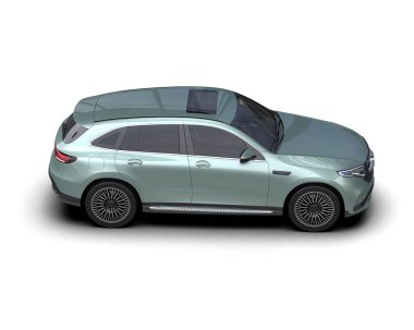 Beyaz arka planda modern şehir arabası. 3d oluşturma