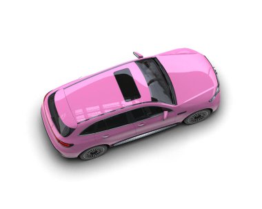 pembe modern araba beyaz arka planda izole edilmiş