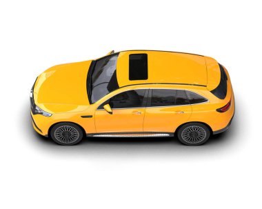 Sarı küçük araba - şehir sedanı, aile arabası.