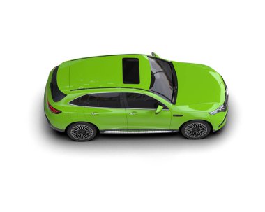 yeşil şehir arabası beyaz arka planda izole edilmiş.