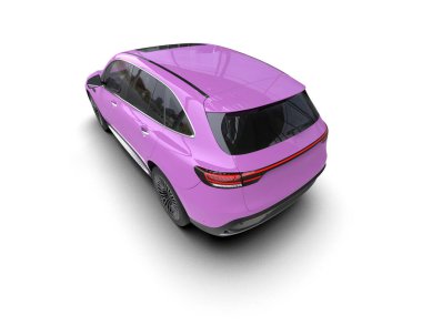 Pembe araba arka planda izole edilmiş. 3D görüntüleme - illüstrasyon