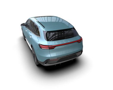 Modern şehir beyaz arka planda izole edilmiş. - Araba. 3d illüstrasyon.