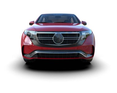 Beyaz arka planda modern lüks kırmızı sedan. 3d illüstrasyon