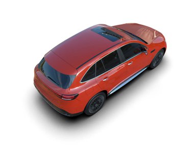 Modern kırmızı araba beyaz üzerine izole edilmiş. 3d oluşturma