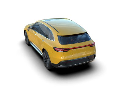 Beyaz arka planda bir araba. 3d oluşturma