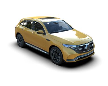 Modern araba arka planda izole edilmiş. 3D görüntüleme - illüstrasyon