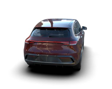 Beyaz arka planda modern elektrikli araba. 3 Boyutlu Hazırlama.