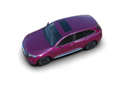 beyaz arka planda izole edilmiş mor modern araba - 3 boyutlu illüstrasyon