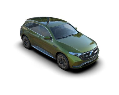 yeşil modern araba - 3D illüstrasyon