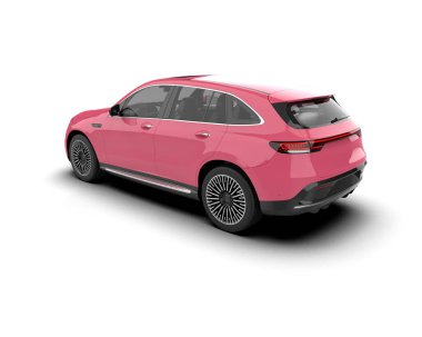 Modern pembe araba izole edilmiş. 3d oluşturma