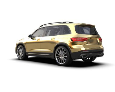 Beyaz arka planda gölgesi olan modern şehir arabası. 3d illüstrasyon