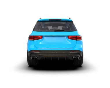 Beyaz arka plan üzerinde izole mavi spor araba