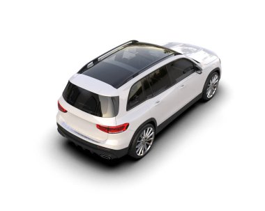 Siyah arka planı olan beyaz bir cip. 3d oluşturma