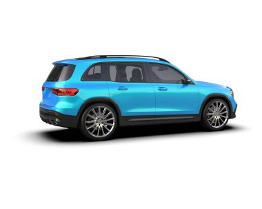 Arka planda mavi lüks araba.