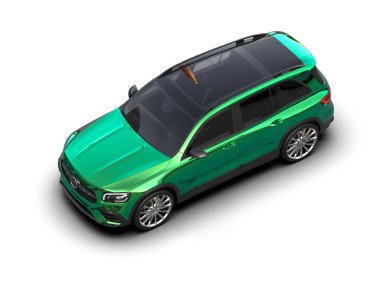 Yeşil cip arabası. 3d oluşturma