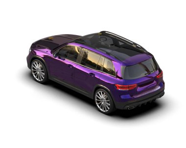 Beyaz stüdyo arka planında modern bir SUV 'un 3 boyutlu görüntüsü.